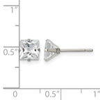 Stainless Steel Polished Square Cubic Zirconia Stud Earrings