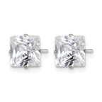 Stainless Steel Polished Square Cubic Zirconia Stud Earrings