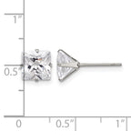 Stainless Steel Polished Square Cubic Zirconia Stud Earrings