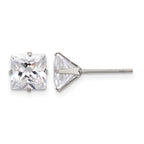 Stainless Steel Polished Square Cubic Zirconia Stud Earrings