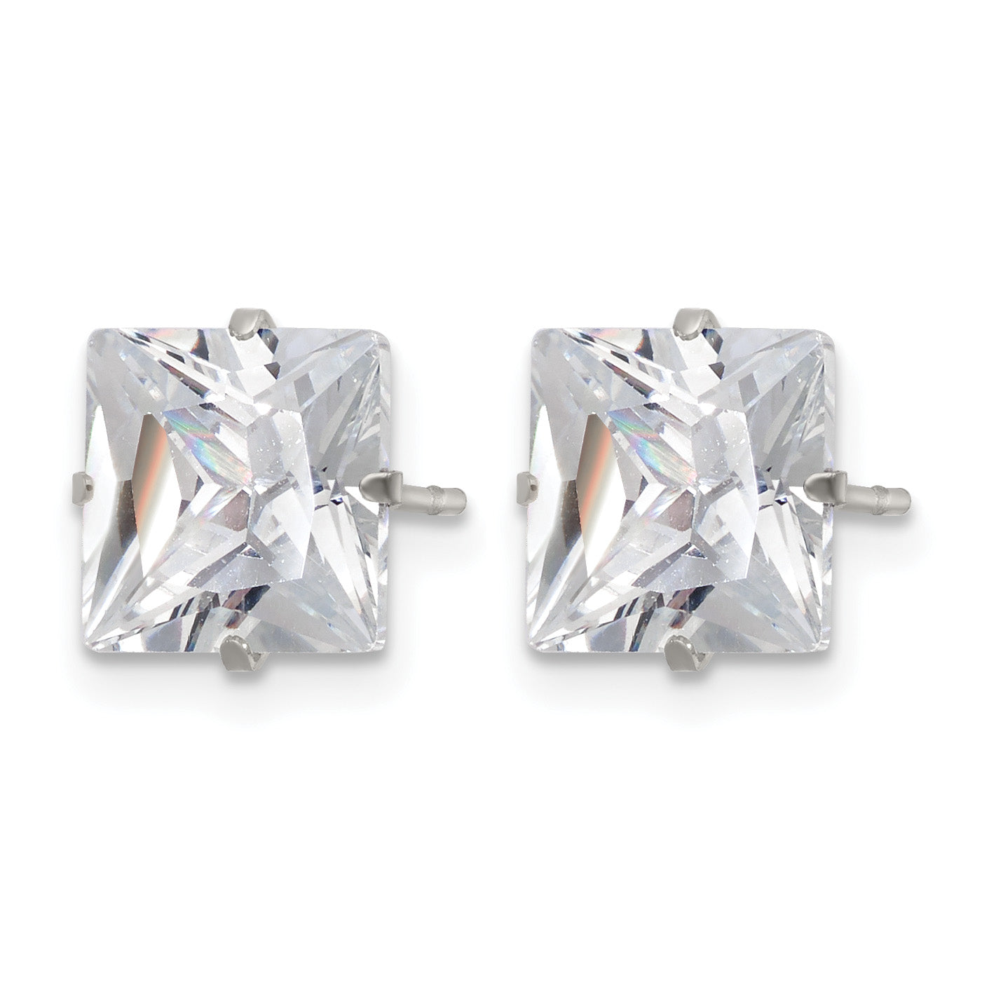 Stainless Steel Polished Square Cubic Zirconia Stud Earrings Secondary image