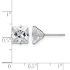 Stainless Steel Polished Square Cubic Zirconia Stud Earrings