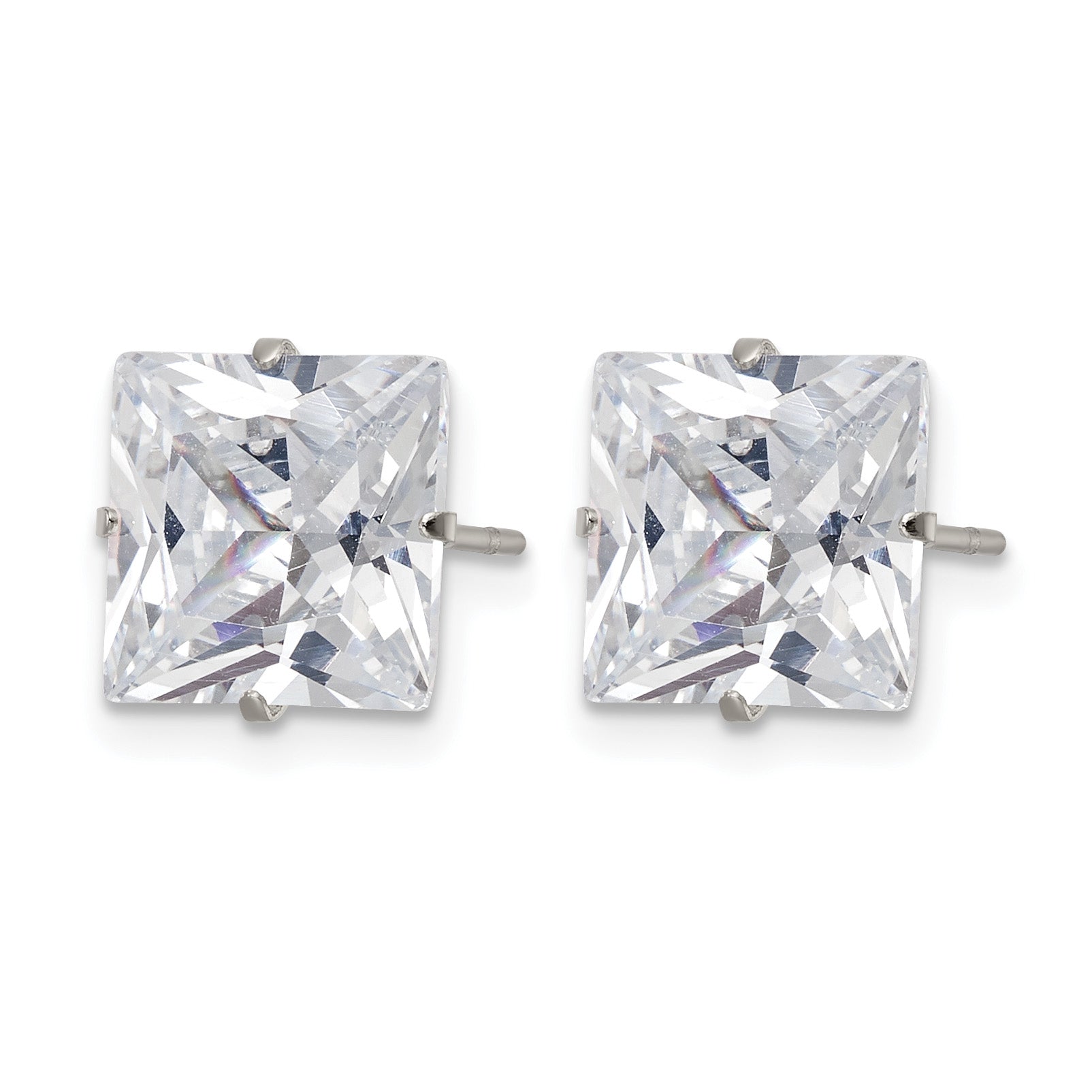 Stainless Steel Polished Square Cubic Zirconia Stud Earrings Secondary image