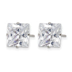 Stainless Steel Polished Square Cubic Zirconia Stud Earrings