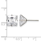 Stainless Steel Polished Square Cubic Zirconia Stud Earrings