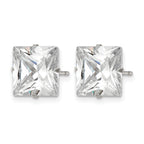 Stainless Steel Polished Square Cubic Zirconia Stud Earrings