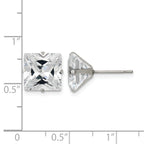 Stainless Steel Polished Square Cubic Zirconia Stud Earrings