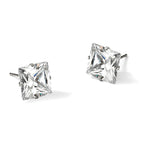 Stainless Steel Polished Square Cubic Zirconia Stud Earrings