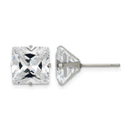 Stainless Steel Polished Square Cubic Zirconia Stud Earrings