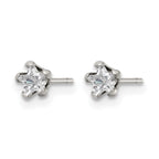 Stainless Steel Polished Star Cubic Zirconia Stud Earrings