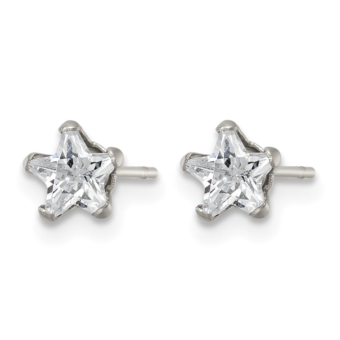 Stainless Steel Polished Star Cubic Zirconia Stud Earrings Secondary image