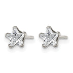 Stainless Steel Polished Star Cubic Zirconia Stud Earrings