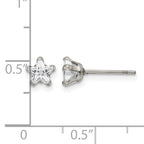Stainless Steel Polished Star Cubic Zirconia Stud Earrings