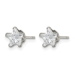 Stainless Steel Polished Star Cubic Zirconia Stud Earrings