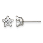 Stainless Steel Polished Star Cubic Zirconia Stud Earrings
