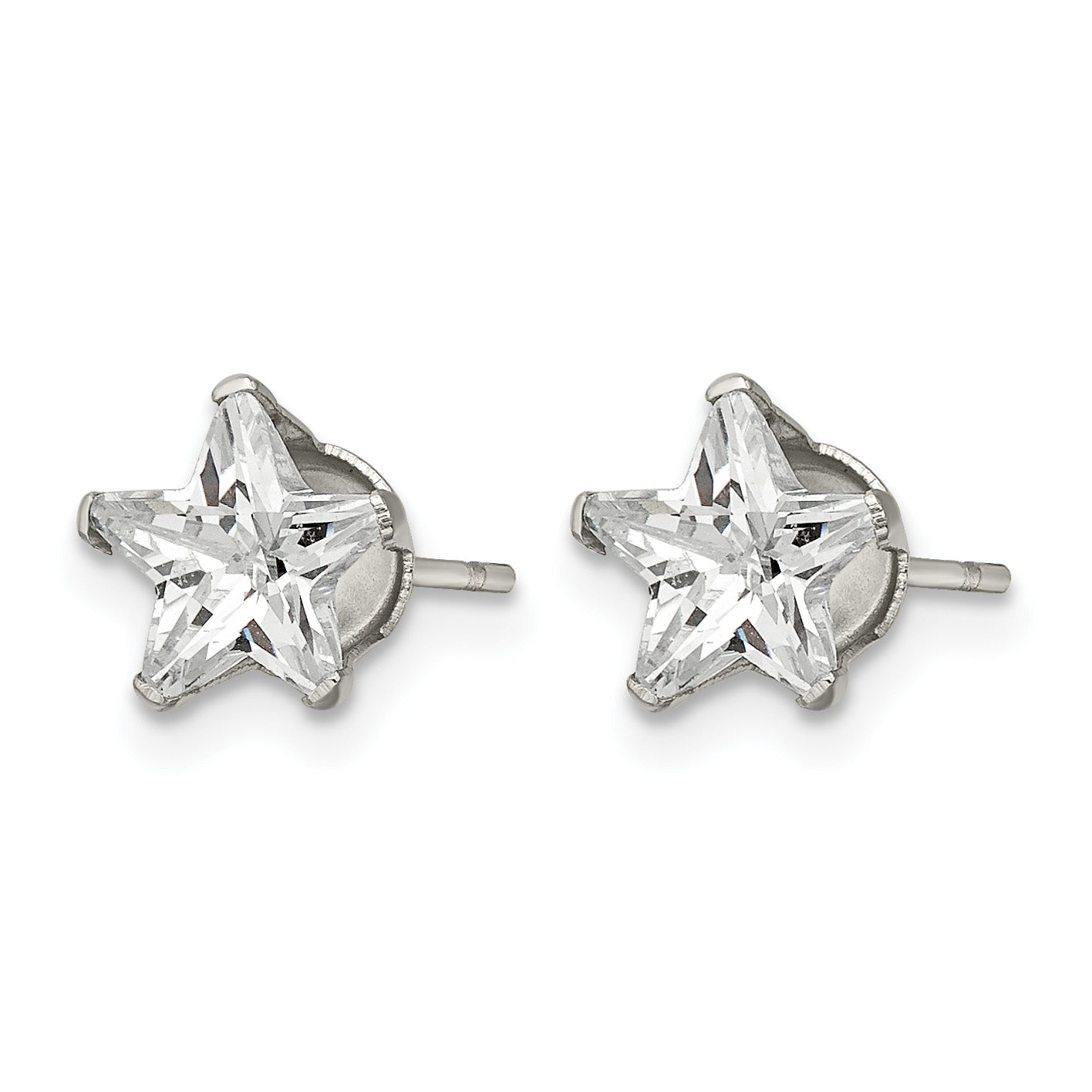 Stainless Steel Polished Star Cubic Zirconia Stud Earrings Secondary image