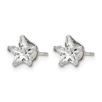 Stainless Steel Polished Star Cubic Zirconia Stud Earrings