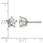 Stainless Steel Polished Star Cubic Zirconia Stud Earrings