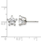 Stainless Steel Polished Star Cubic Zirconia Stud Earrings