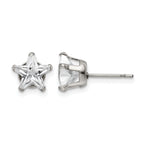 Stainless Steel Polished Star Cubic Zirconia Stud Earrings
