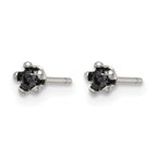 Stainless Steel Polished Star Black Cubic Zirconia Stud Earrings