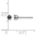 Stainless Steel Polished Star Black Cubic Zirconia Stud Earrings