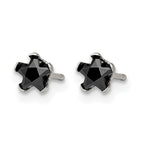 Stainless Steel Polished Star Black Cubic Zirconia Stud Earrings