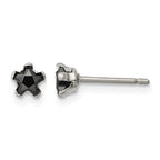 Stainless Steel Polished Star Black Cubic Zirconia Stud Earrings