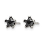 Stainless Steel Polished Star Black Cubic Zirconia Stud Earrings
