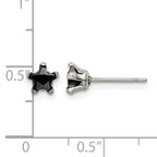 Stainless Steel Polished Star Black Cubic Zirconia Stud Earrings