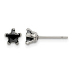 Stainless Steel Polished Star Black Cubic Zirconia Stud Earrings