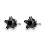 Stainless Steel Polished Star Black Cubic Zirconia Stud Earrings