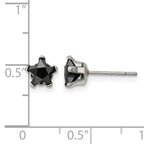 Stainless Steel Polished Star Black Cubic Zirconia Stud Earrings