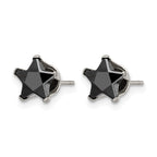 Stainless Steel Polished Star Black Cubic Zirconia Stud Earrings