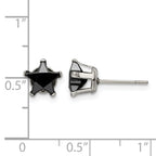 Stainless Steel Polished Star Black Cubic Zirconia Stud Earrings