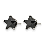 Stainless Steel Polished Star Black Cubic Zirconia Stud Earrings