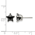 Stainless Steel Polished Star Black Cubic Zirconia Stud Earrings