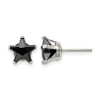 Stainless Steel Polished Star Black Cubic Zirconia Stud Earrings