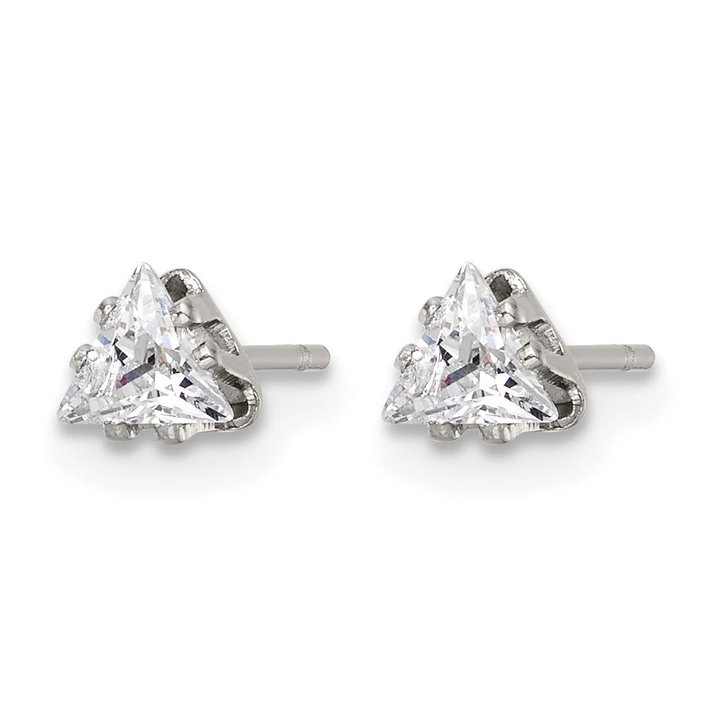 Stainless Steel Polished Cubic Zirconia Stud Earrings Secondary image
