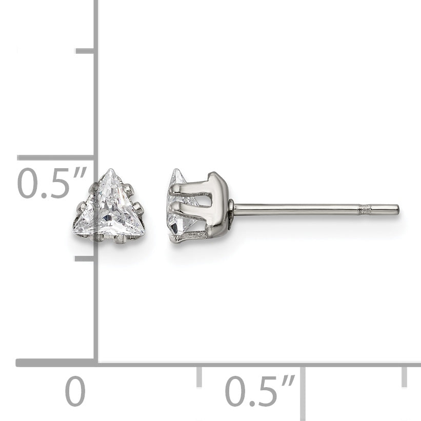Stainless Steel Polished Cubic Zirconia Stud Earrings