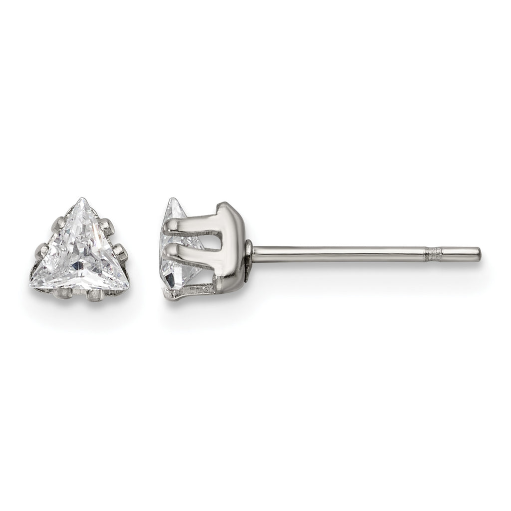 Stainless Steel Polished Cubic Zirconia Stud Earrings