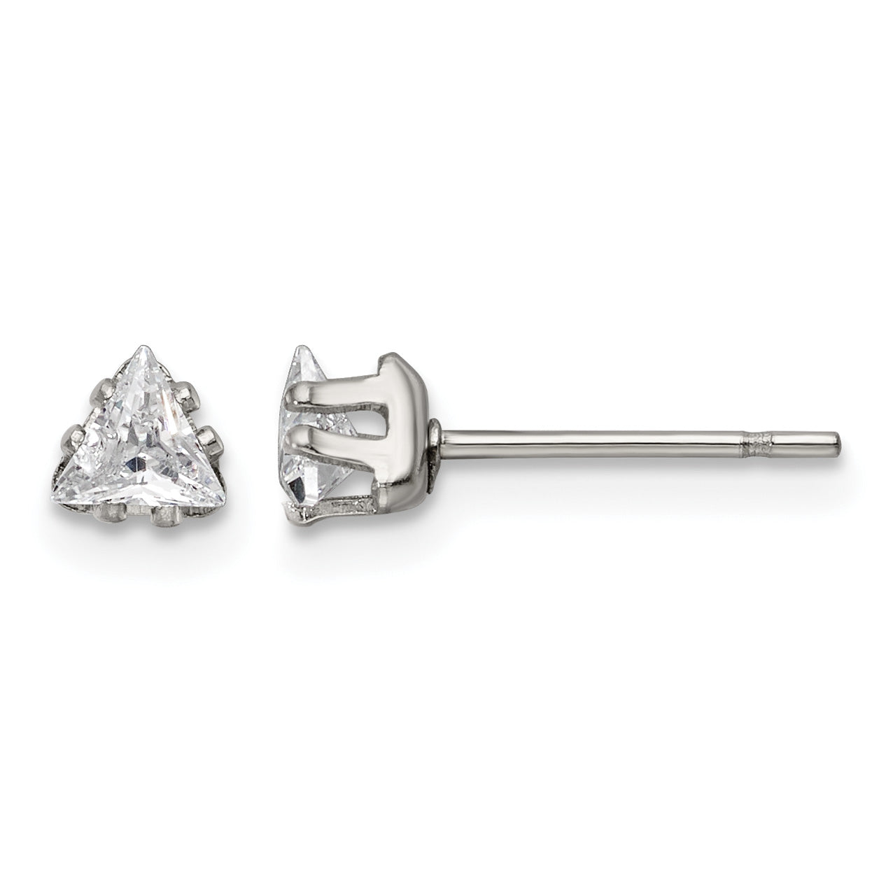 Stainless Steel Polished Cubic Zirconia Stud Earrings