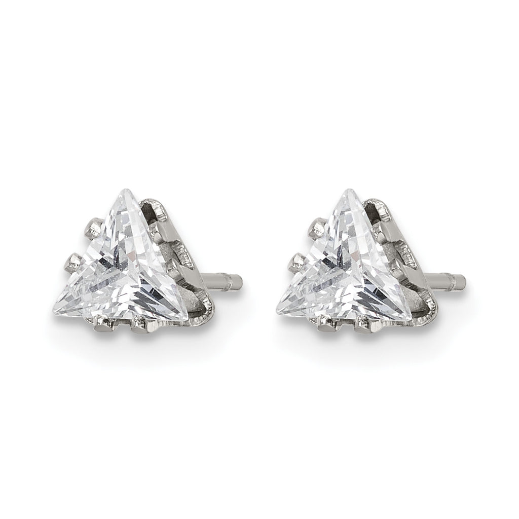 Stainless Steel Polished Cubic Zirconia Stud Earrings