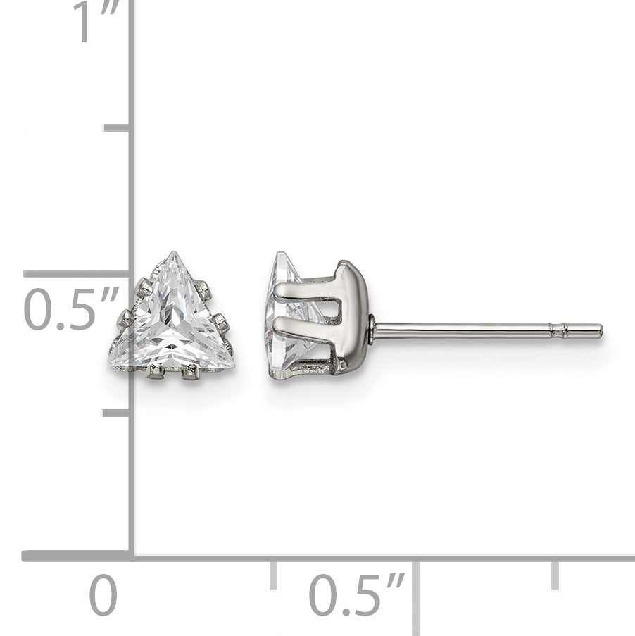 Stainless Steel Polished Cubic Zirconia Stud Earrings