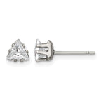 Stainless Steel Polished Cubic Zirconia Stud Earrings