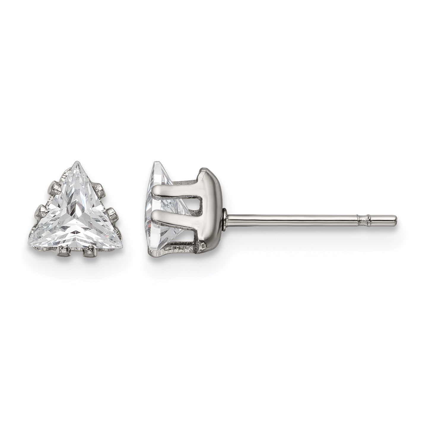 Stainless Steel Polished Cubic Zirconia Stud Earrings