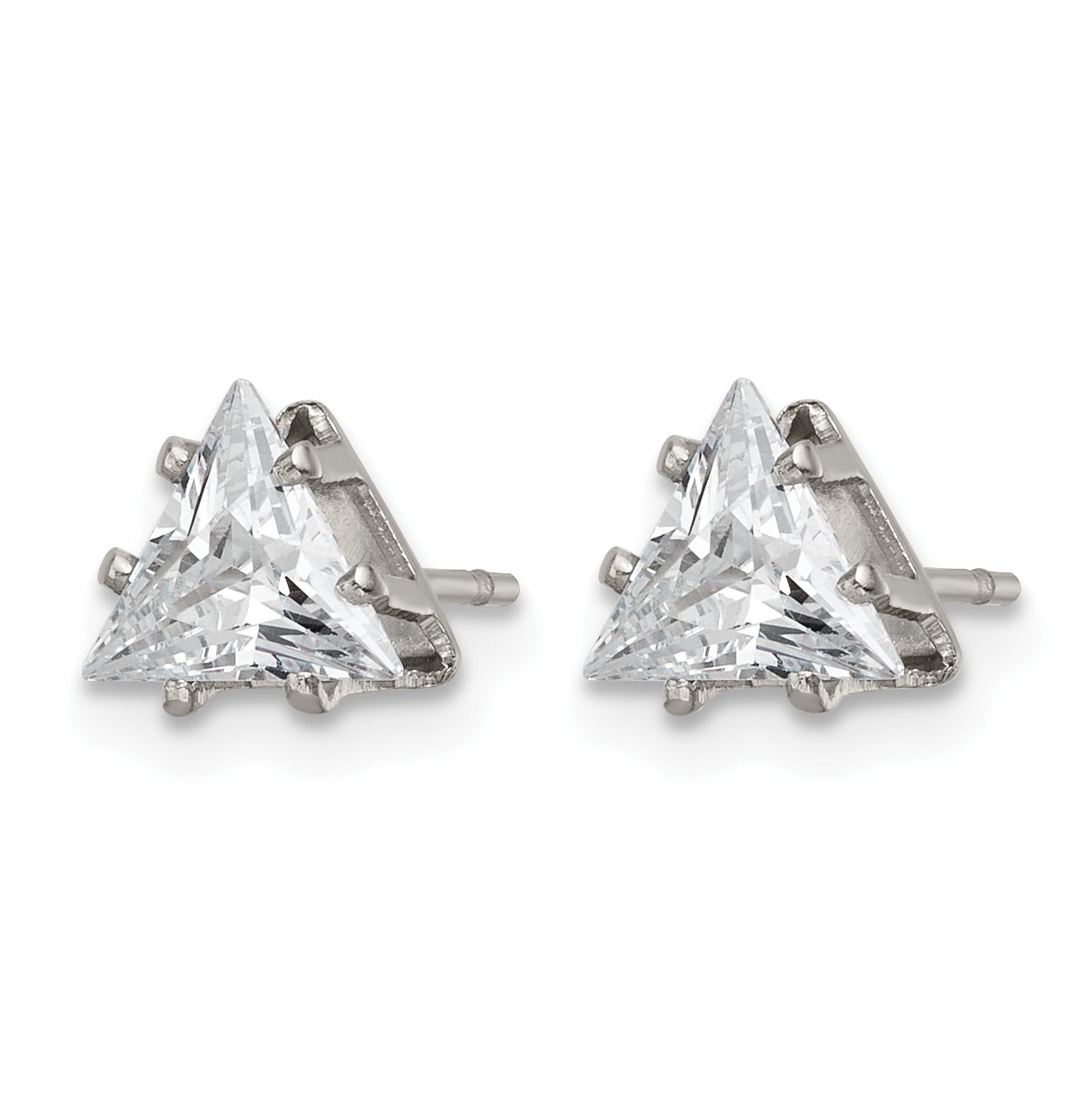 Stainless Steel Polished Cubic Zirconia Stud Earrings
