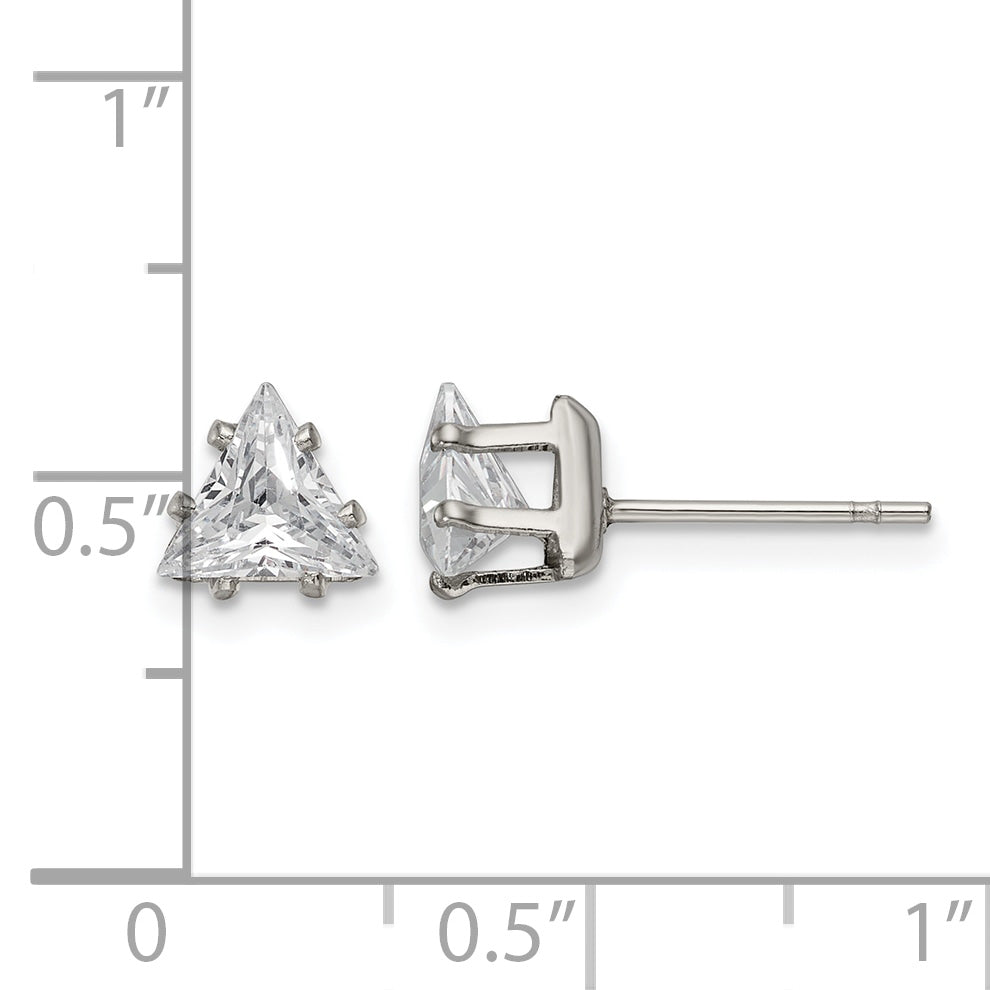 Stainless Steel Polished Cubic Zirconia Stud Earrings