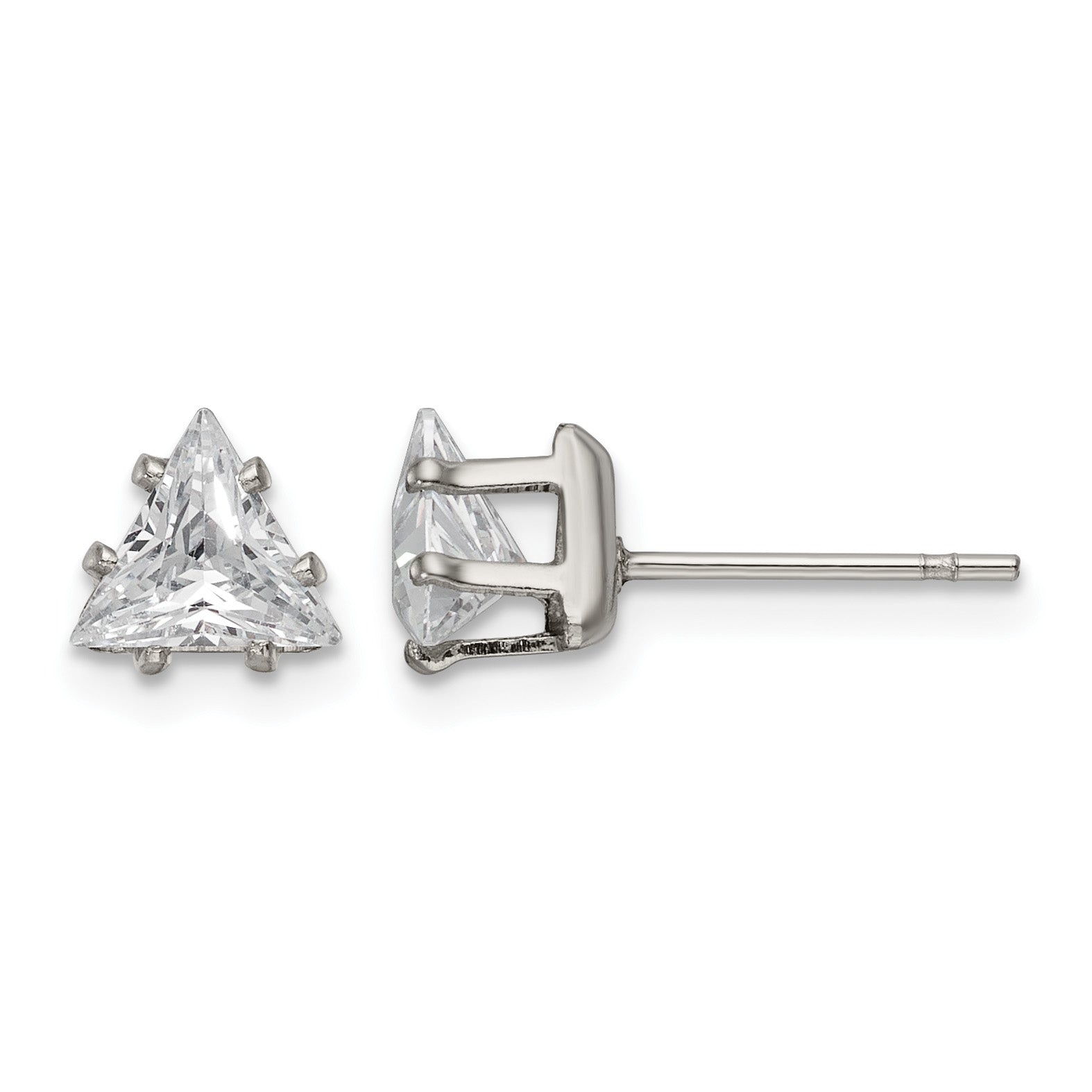 Stainless Steel Polished Cubic Zirconia Stud Earrings Main image