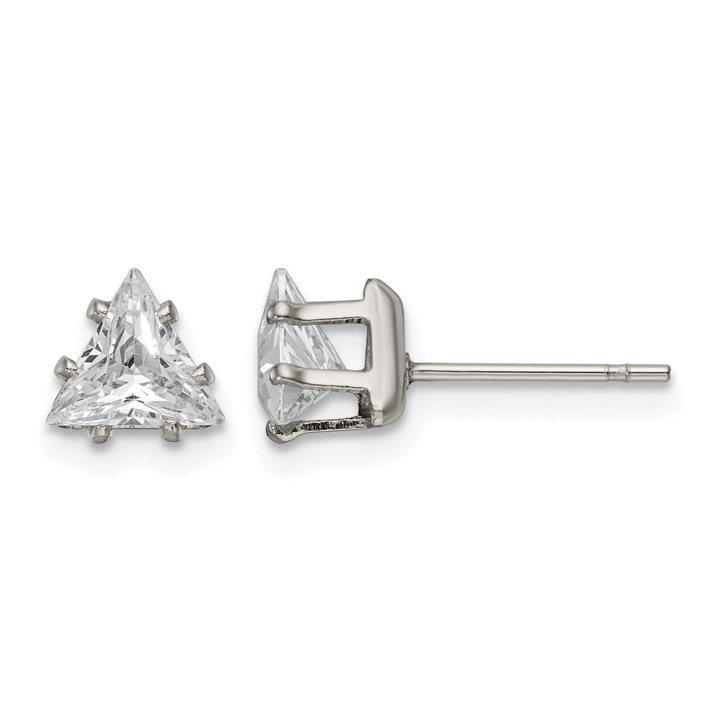 Stainless Steel Polished Cubic Zirconia Stud Earrings